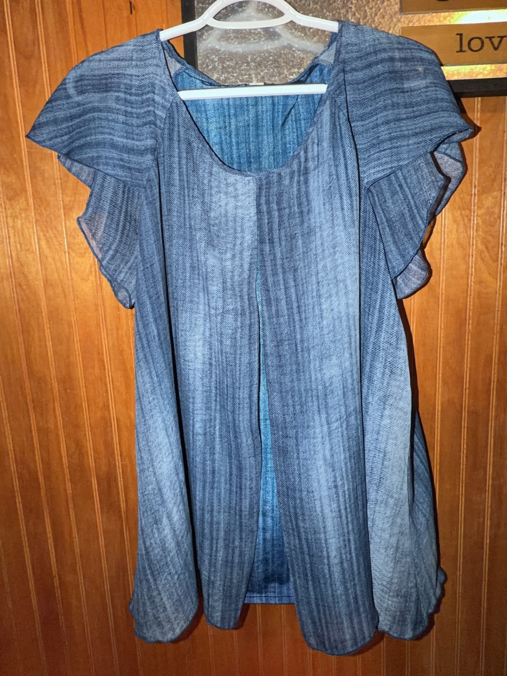 Women’s Blue Flutter Sleeve Tunic Top